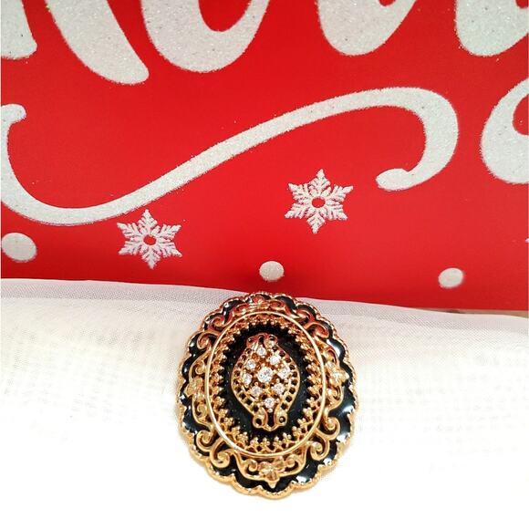 Victorian golden oval pin pendant brooch - Picture 2 of 7